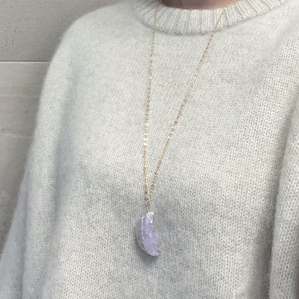 一点もの　amethyst agate half moon necklace