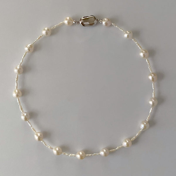 pearl station necklace 8mm