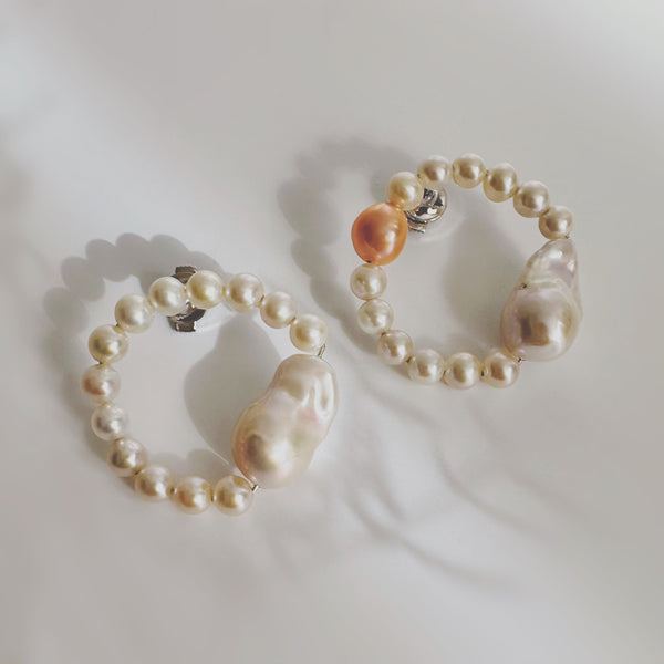 baroque  pearl circle pin brooch