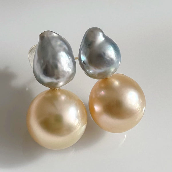 一点もの　k10 Akoya South Sea pearl double pearl ピアス