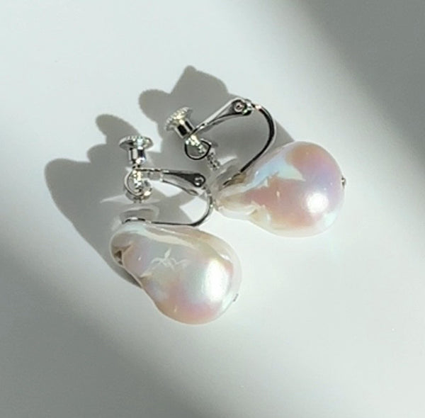 oyster baroque  crystal nudeピアス　イヤリング - hikari pearl.