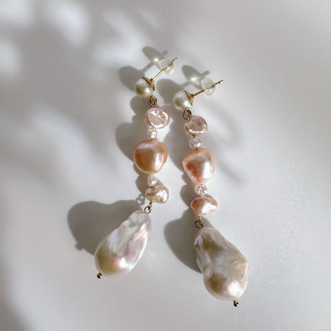 oyster baroque  pearl nuance ピアス　イヤリング　pink