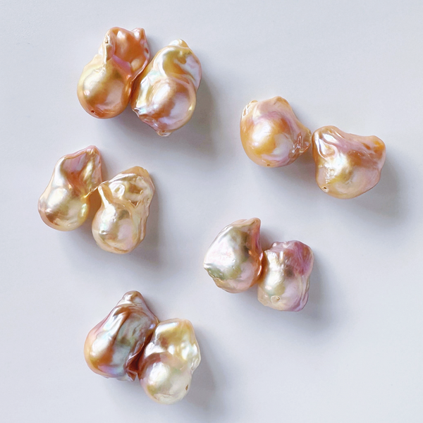 natural color oyster baroque  pearl crystal nudeピアス　イヤリング - hikari pearl.