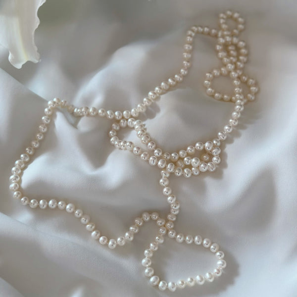 freshwater pearl long necklace all knot 120cm