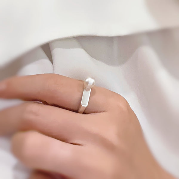 flat octagon  pearl ring リング