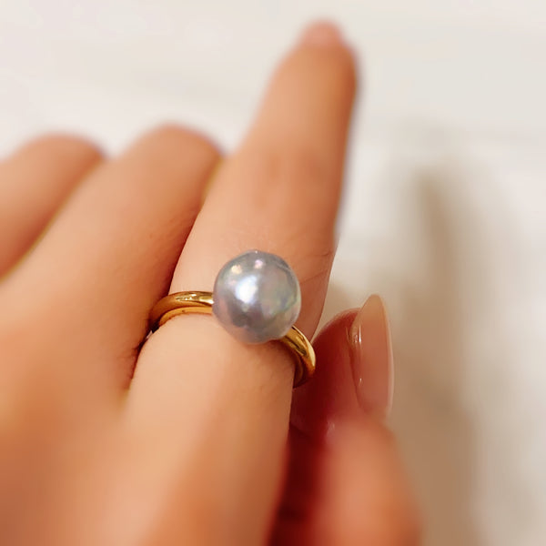 natural blue akoya ring セミオーダー - hikari pearl.