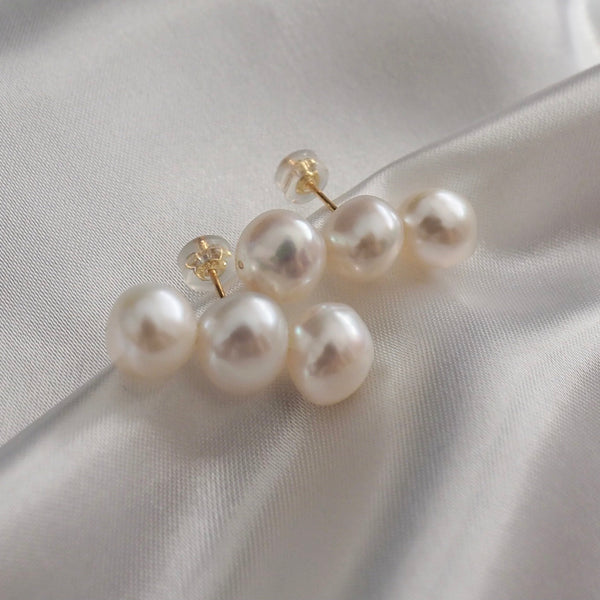 3 line baroque  pearl fresh water  ピアス　イヤリング - hikari pearl.