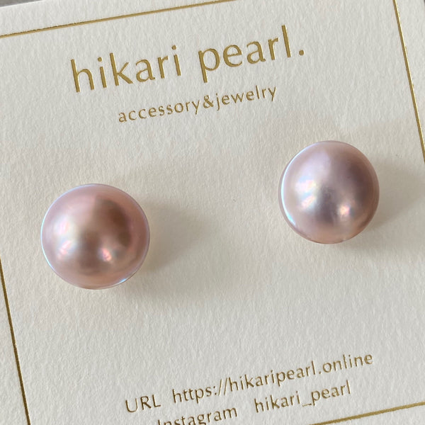 hémisphère rose  nudeピアス　イヤリング - hikari pearl.