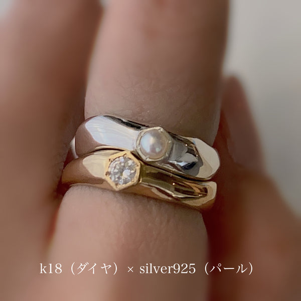 幸せのお守りリング　hexagon ring - hikari pearl.