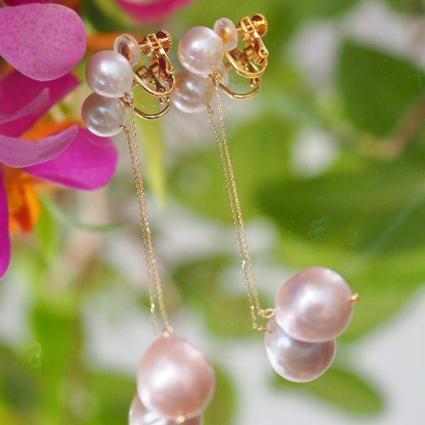 natural color double  pearl long ピアス　イヤリング - hikari pearl.