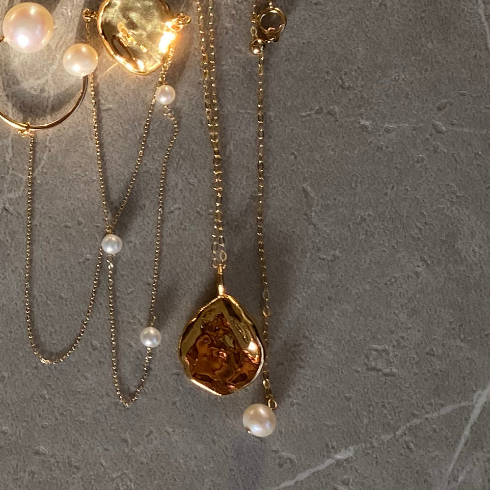 petal  pearl gold long necklace ネックレス - hikari pearl.