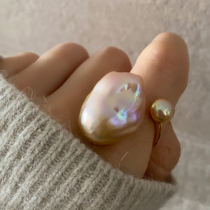 一点もの　natural color baroque double  pearl ring - hikari pearl.