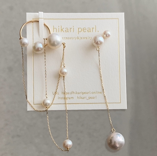 Fresh water  pearl asymmetry イヤーカフ　ピアス　イヤリング - hikari pearl.