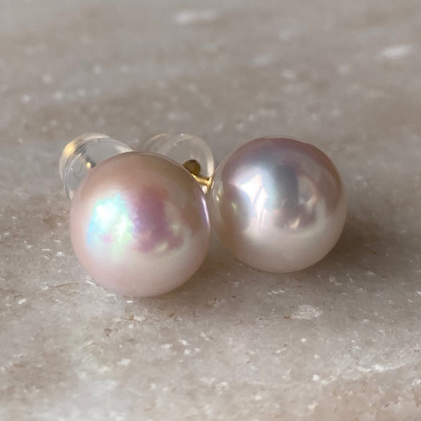 一点もの　k18 Akoya  pearl nudeピアス - hikari pearl.