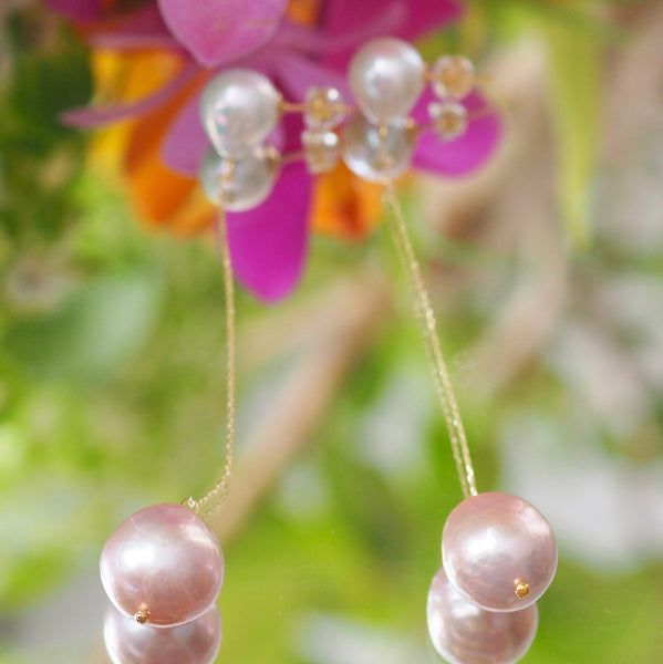 natural color double  pearl long ピアス　イヤリング - hikari pearl.