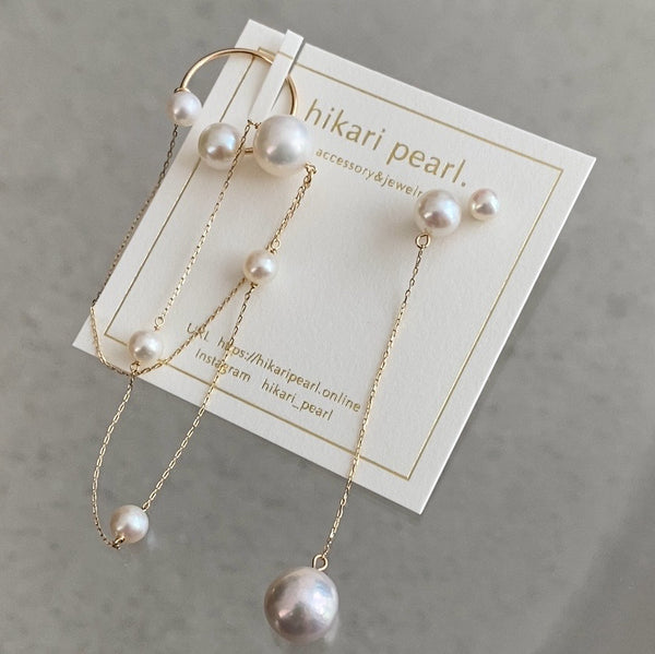 Fresh water  pearl asymmetry イヤーカフ　ピアス　イヤリング - hikari pearl.