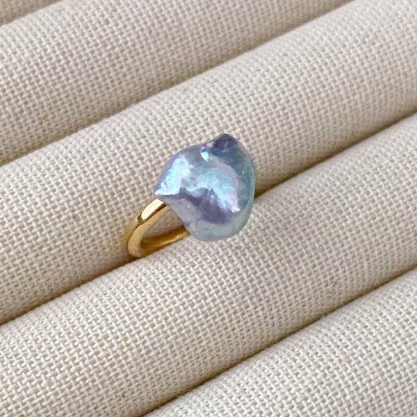 natural blue akoya ring セミオーダー - hikari pearl.