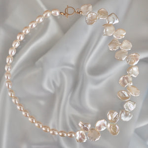 keshi pearl asymmetry Fresh water necklace  ネックレス - hikari pearl.
