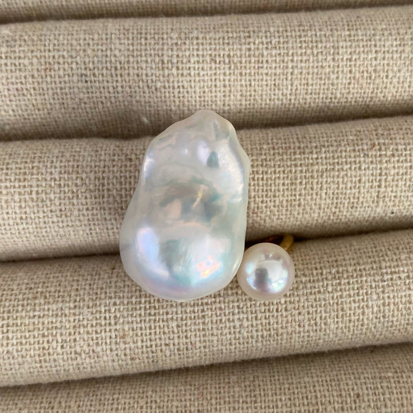 一点もの　Special Baroque  pearl double  pearl ring リング - hikari pearl.