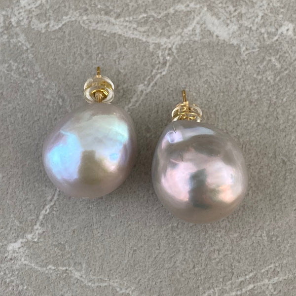 一点もの　Baroque  pearl gray  k18 ピアス - hikari pearl.