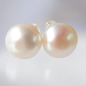 k18 Fresh water  pearl 12mm button ピアス　イヤリング - hikari pearl.