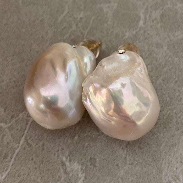 oyster baroque  crystal nudeピアス　イヤリング - hikari pearl.