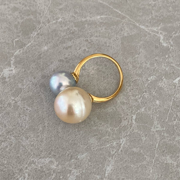 一点もの　South Sea pearl Akoya double  pearl ring リング - hikari pearl.