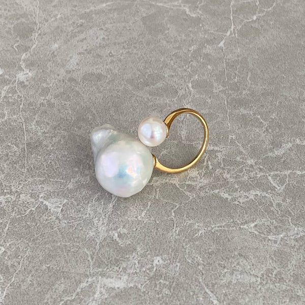 一点もの　Special Baroque  pearl double  pearl ring リング - hikari pearl.