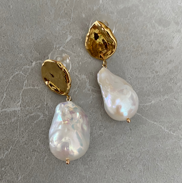 asymmetry silver petal oyster baroque  pearl ピアス　イヤリング - hikari pearl.