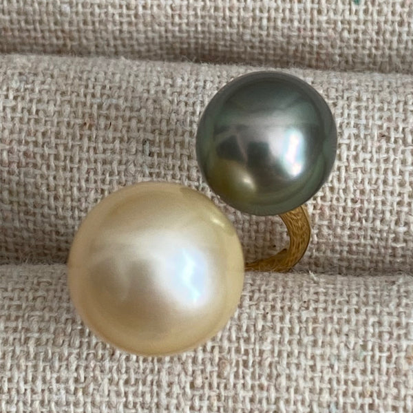一点もの　South Sea pearl Tahiti  double  pearl リング - hikari pearl.