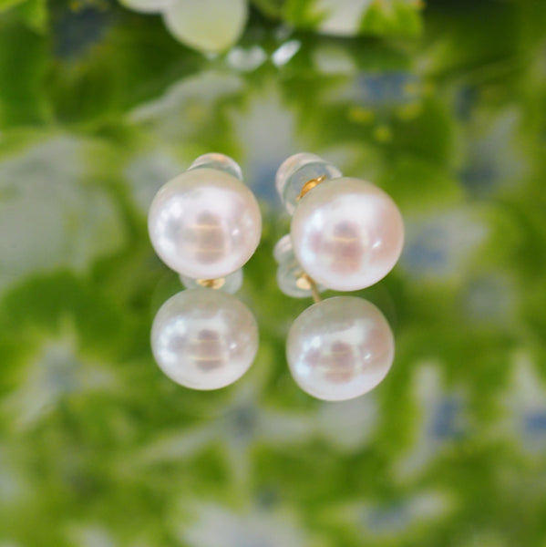 14kgf  Fresh water button  pearl ピアス - hikari pearl.