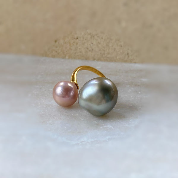 一点ものtahiti pink  pearl ring No.16 - hikari pearl.