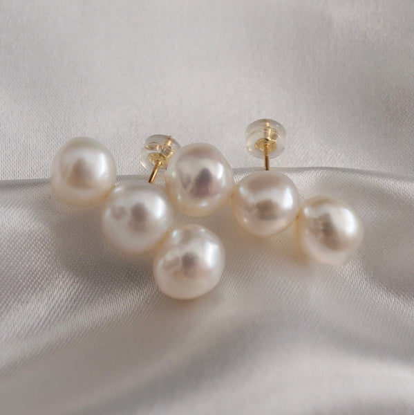 3 line baroque  pearl fresh water  ピアス　イヤリング - hikari pearl.